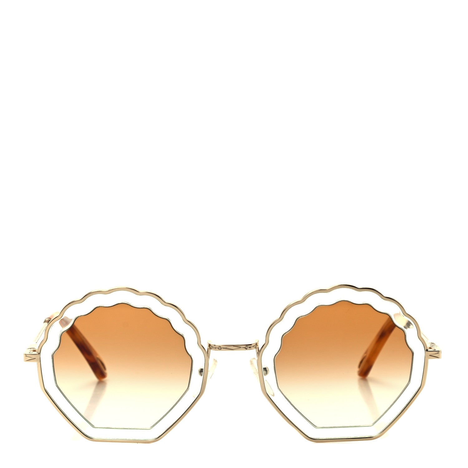 Chloe Metal Scalloped Sunglasses CE147S Gold Brown 2 of 7