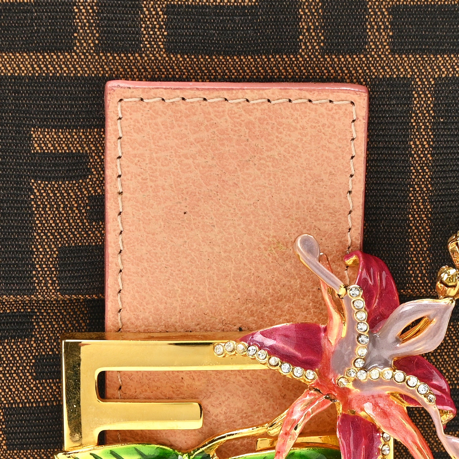 Fendi Zucca Crystal Flower Baguette Tobacco 7 of 9