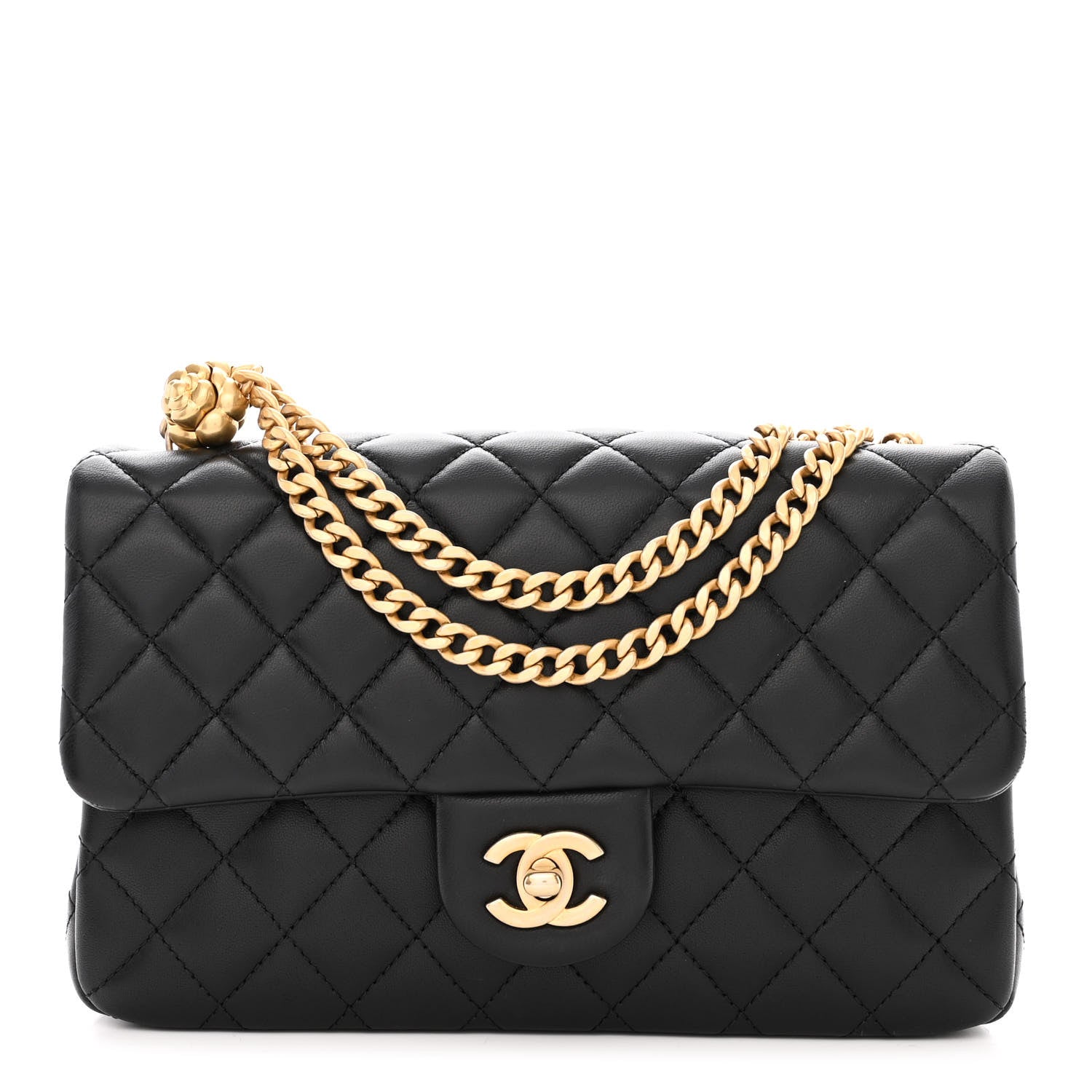 Chanel Lambskin Quilted Small Sweet Camellia Flap Black 1 of 11