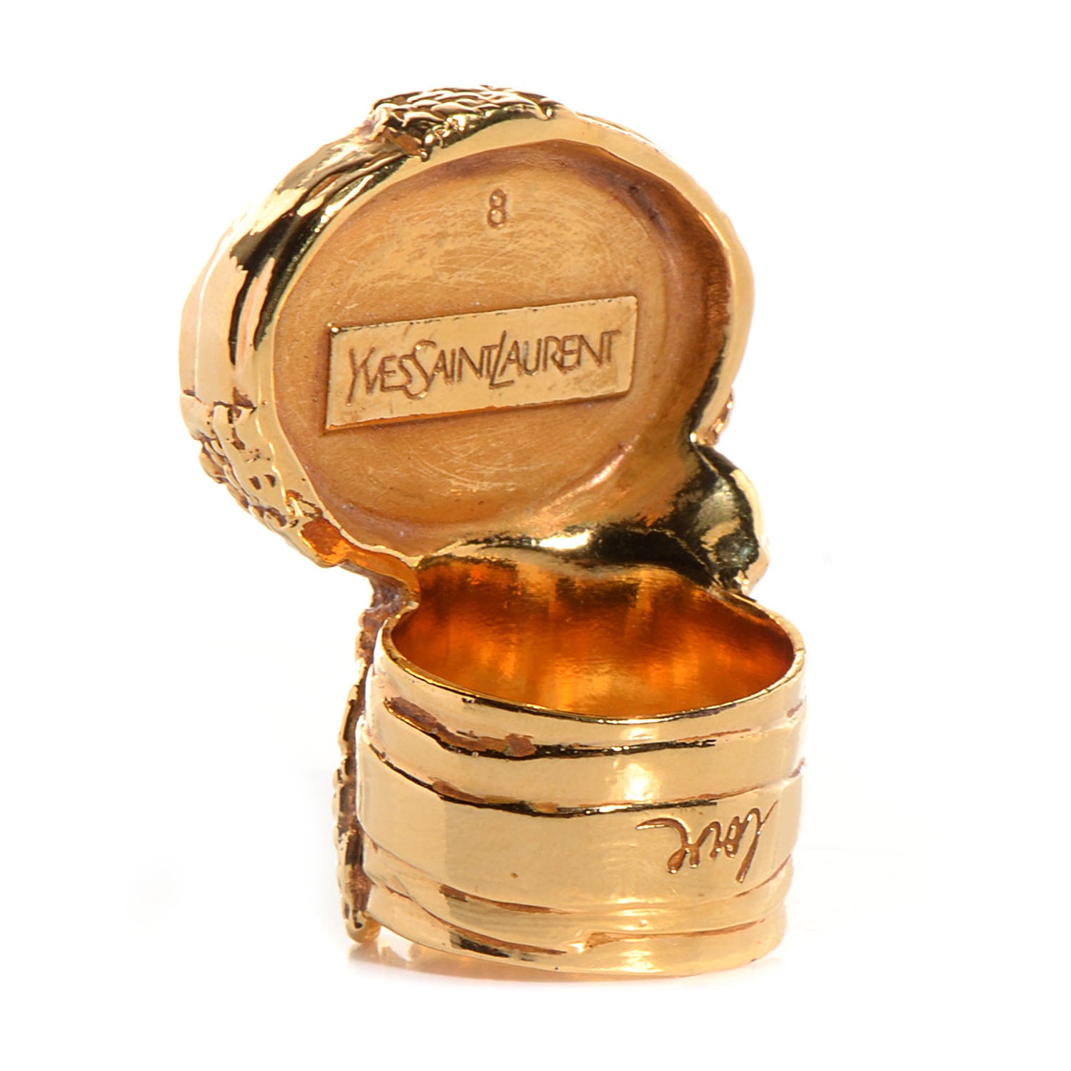 Saint Laurent Glass Cabochon Love Arty Ovale Ring 8 Pink 3 of 6
