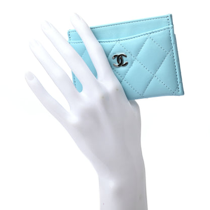 Chanel Lambskin Quilted Card Holder Neon Blue 4 of 16