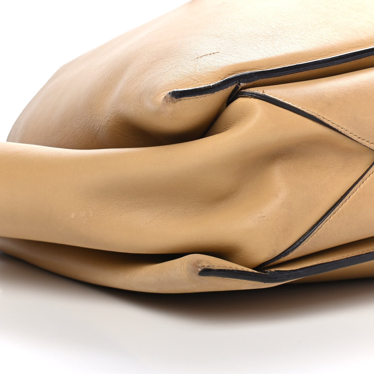 Supple Natural Calfskin Medium Tri-Fold Bag Sand