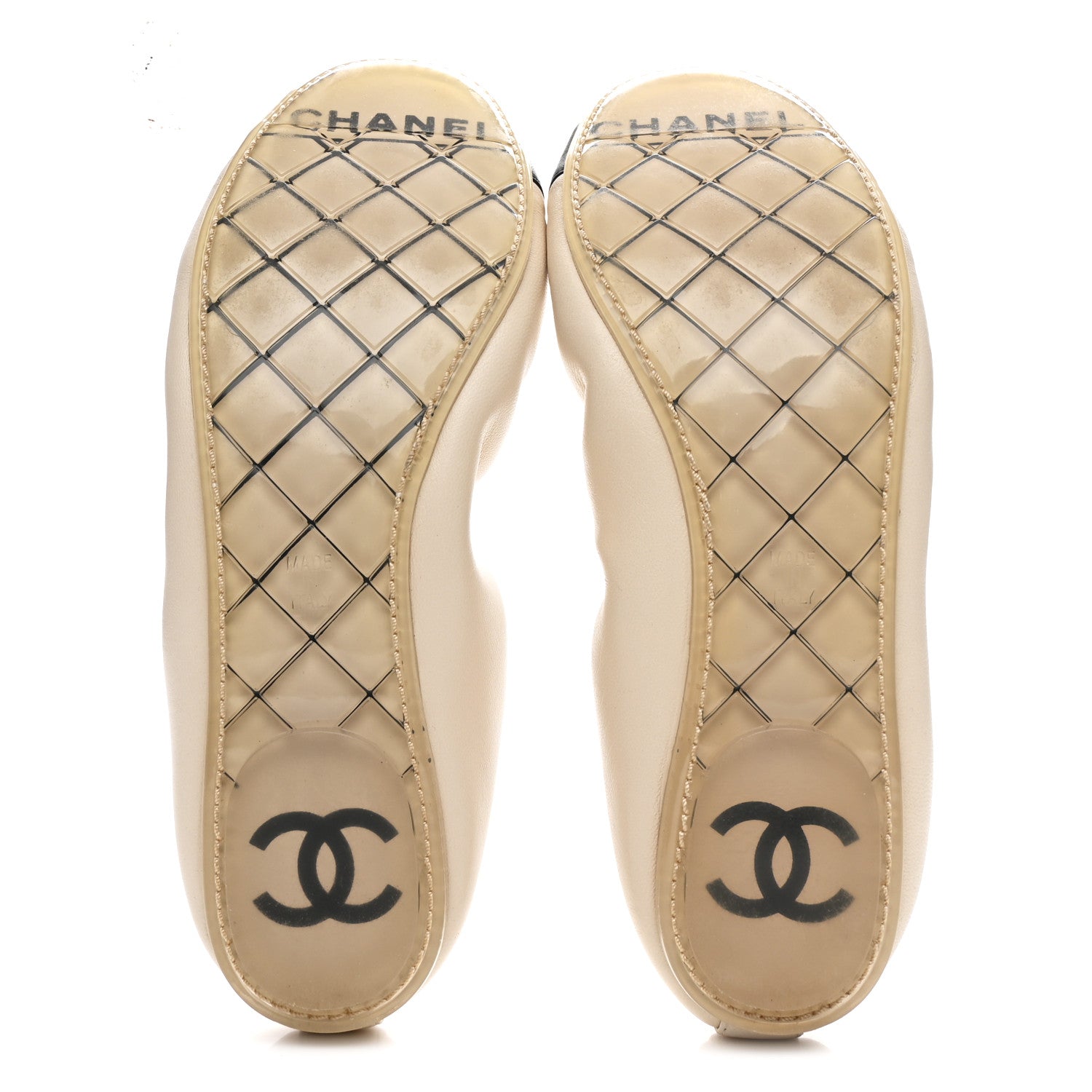 Chanel Lambskin CC Elastic Cap Toe Ballerina Flats 35 White Black 6 of 8