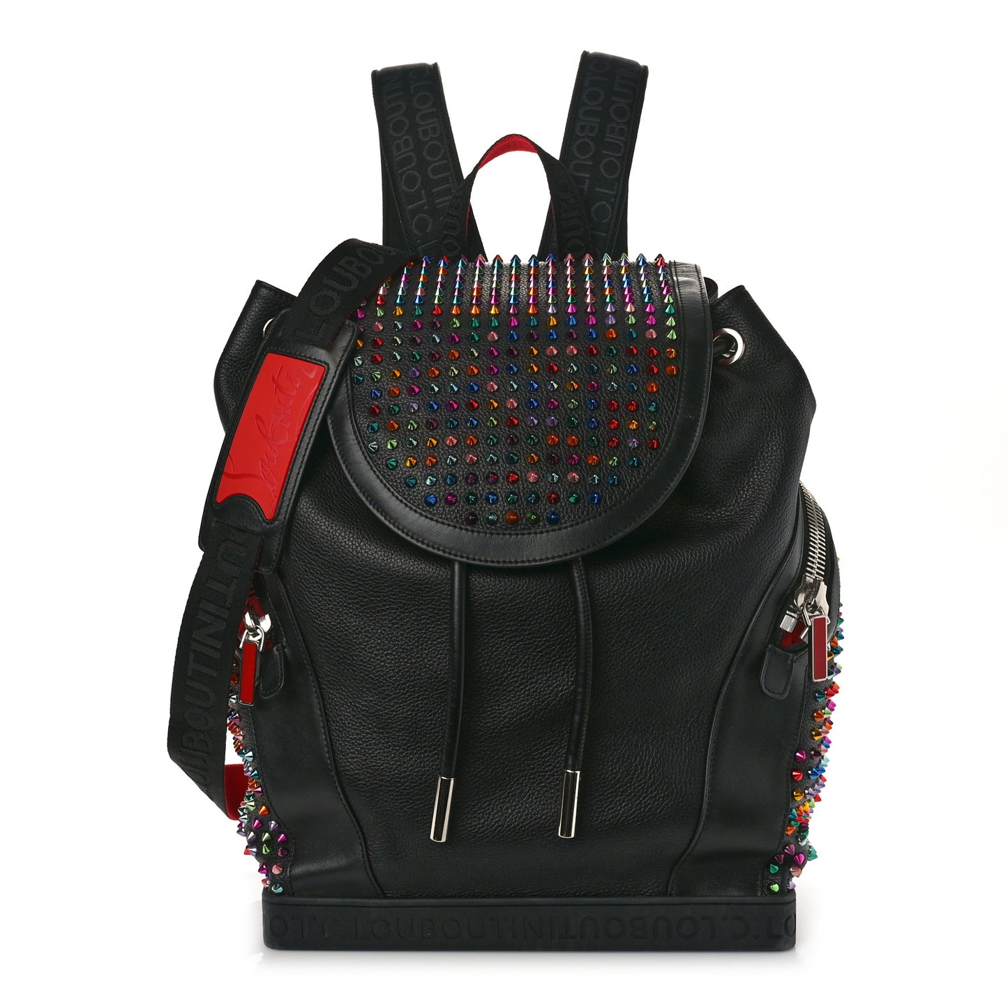 Calfskin Spiked Explorafunk Backpack Black Multicolor