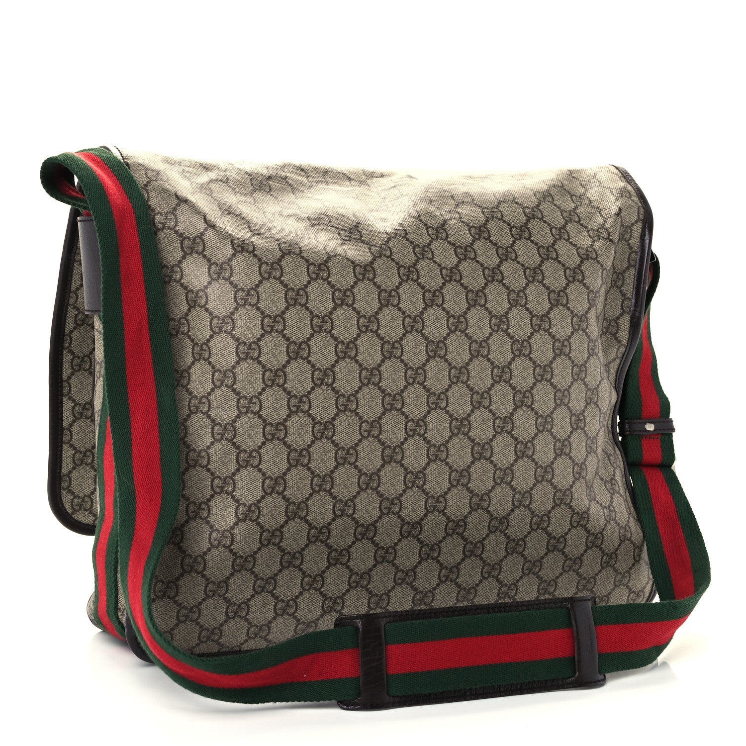 Gucci GG Plus Monogram Web Large Flap Messenger Bag Beige Dark Brown 3 of 11