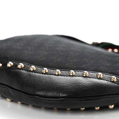 Gucci Monogram Pelham Studded Shoulder Bag Black 10 of 11