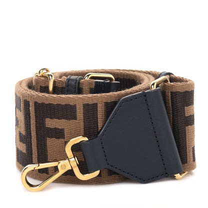 Fendi Ribbon Vitello Seta FF 1974 Adjustable Strap You Fango Marrone Black 1 of 5