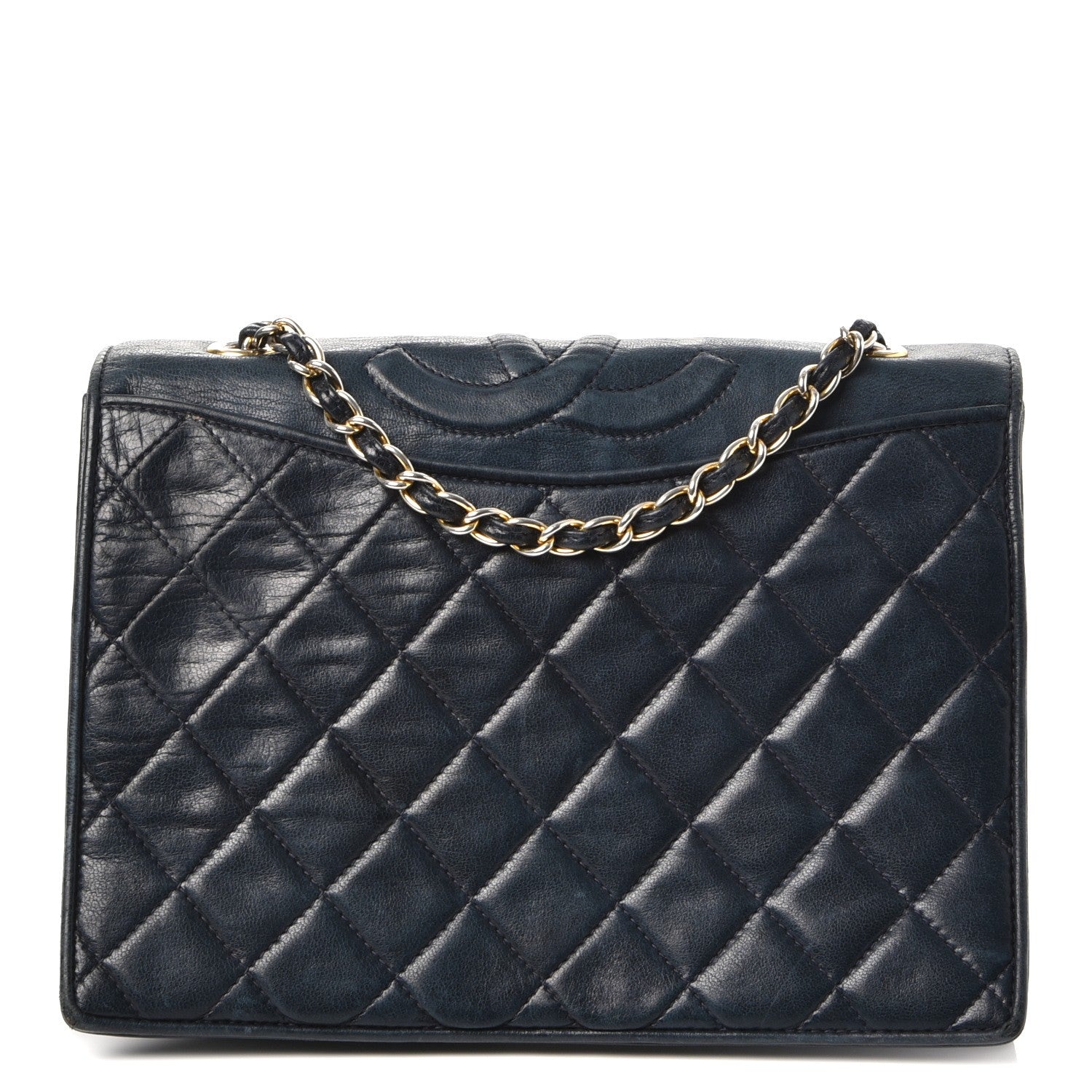 Chanel Lambskin Quilted CC Small Single Flap Navy 1 of 9