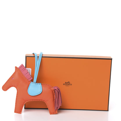 Hermes Milo Lambskin Grigri Rodeo Horse Bag Charm PM Orange Poppy Rose Azalee Bleu Azteque 4 of 4