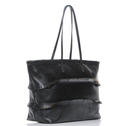 Fendi Calfskin Ruffle Roll Tote Black 3 of 7