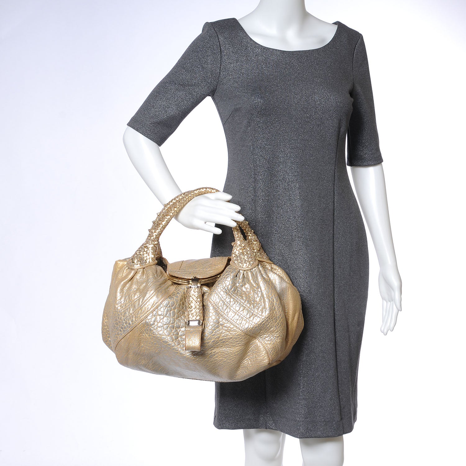 Fendi Nappa Nuvolata Bimetal Spy Oro Argento 2 of 9