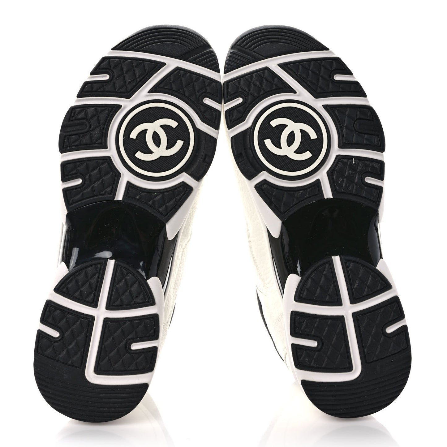Mesh Suede Calfskin Grained Calfskin Womens CC Sneakers 40 White Black