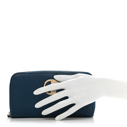 Versace Calfskin Zip Around Continental Wallet Blue 2 of 7