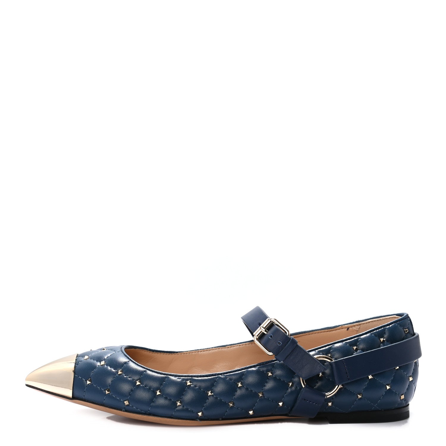 Valentino Garavani Lambskin Rockstud Spike Captoe Ballerina Flats 37.5 Peacock 1 of 11