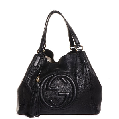 Gucci Pebbled Calfskin Medium Soho Shoulder Bag Black 1 of 9