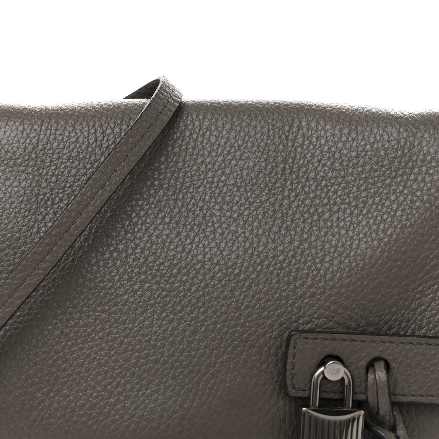 Tom Ford Pebbled Calfskin Alix Zip + Padlock Crossbody Grey 8 of 14