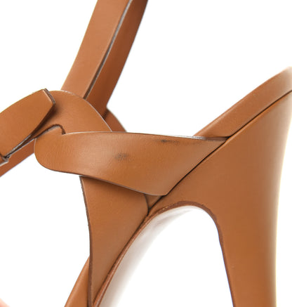Saint Laurent Calfskin Tribute 105 Platform Sandals 36 Cognac 7 of 9