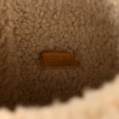 Gucci Covered Wool Monogram Textured Dollar Calfskin Shearling Horsebit Snow Boots 37 Underwood Blue Hazel Brown 7 of 8