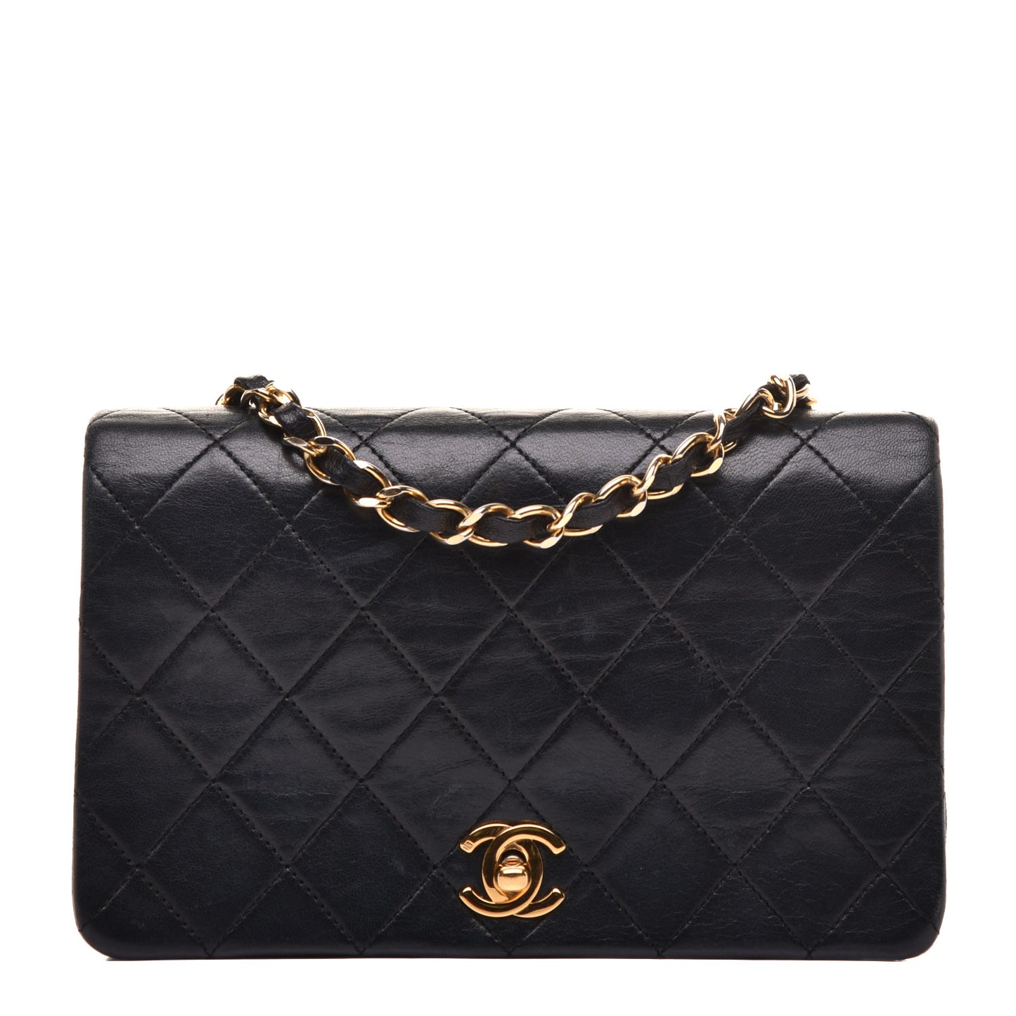 Lambskin Quilted Small Single Flap Bag Black