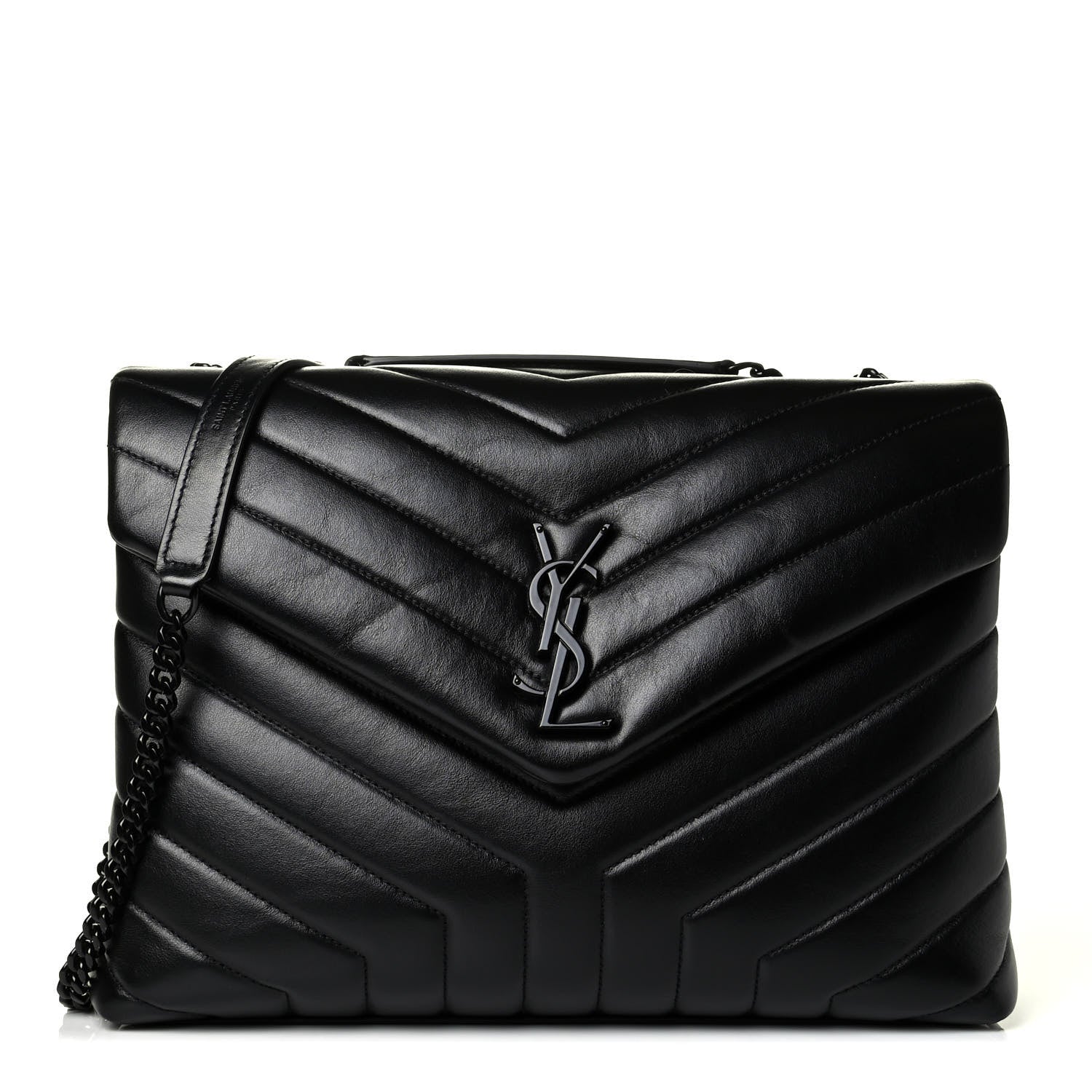 Saint Laurent Calfskin Y Quilted Monogram Medium Loulou Chain Satchel Black 1 of 5