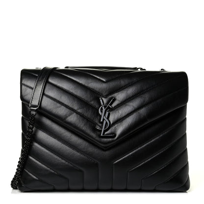 Saint Laurent Calfskin Y Quilted Monogram Medium Loulou Chain Satchel Black 1 of 5
