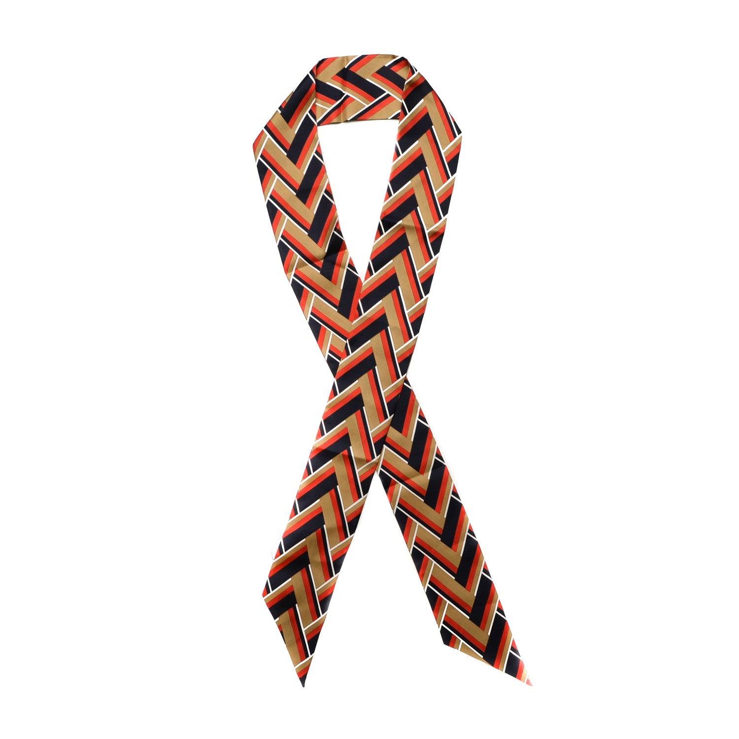 Gucci Silk Twill Lisa Neck Bow Scarf Camel Blue 1 of 5