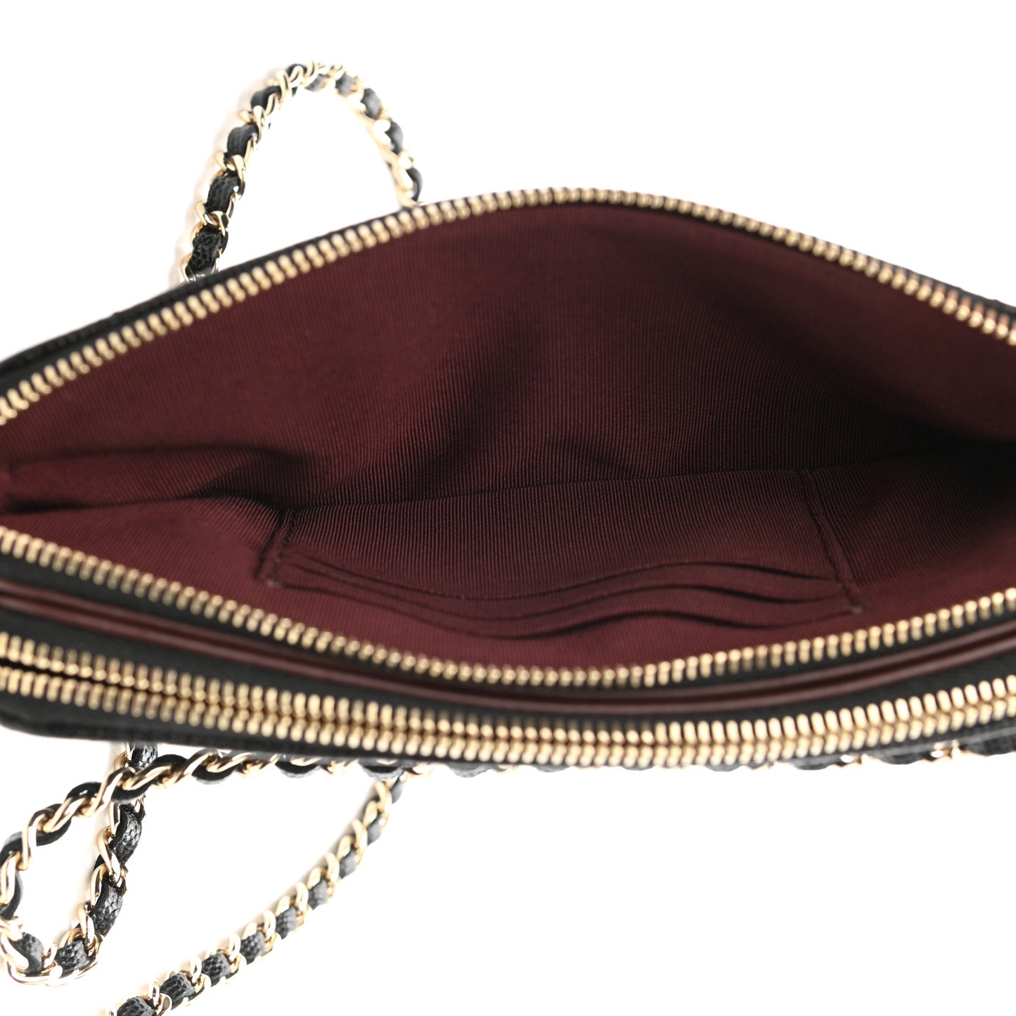 Caviar Quilted Small Clutch With Chain Black