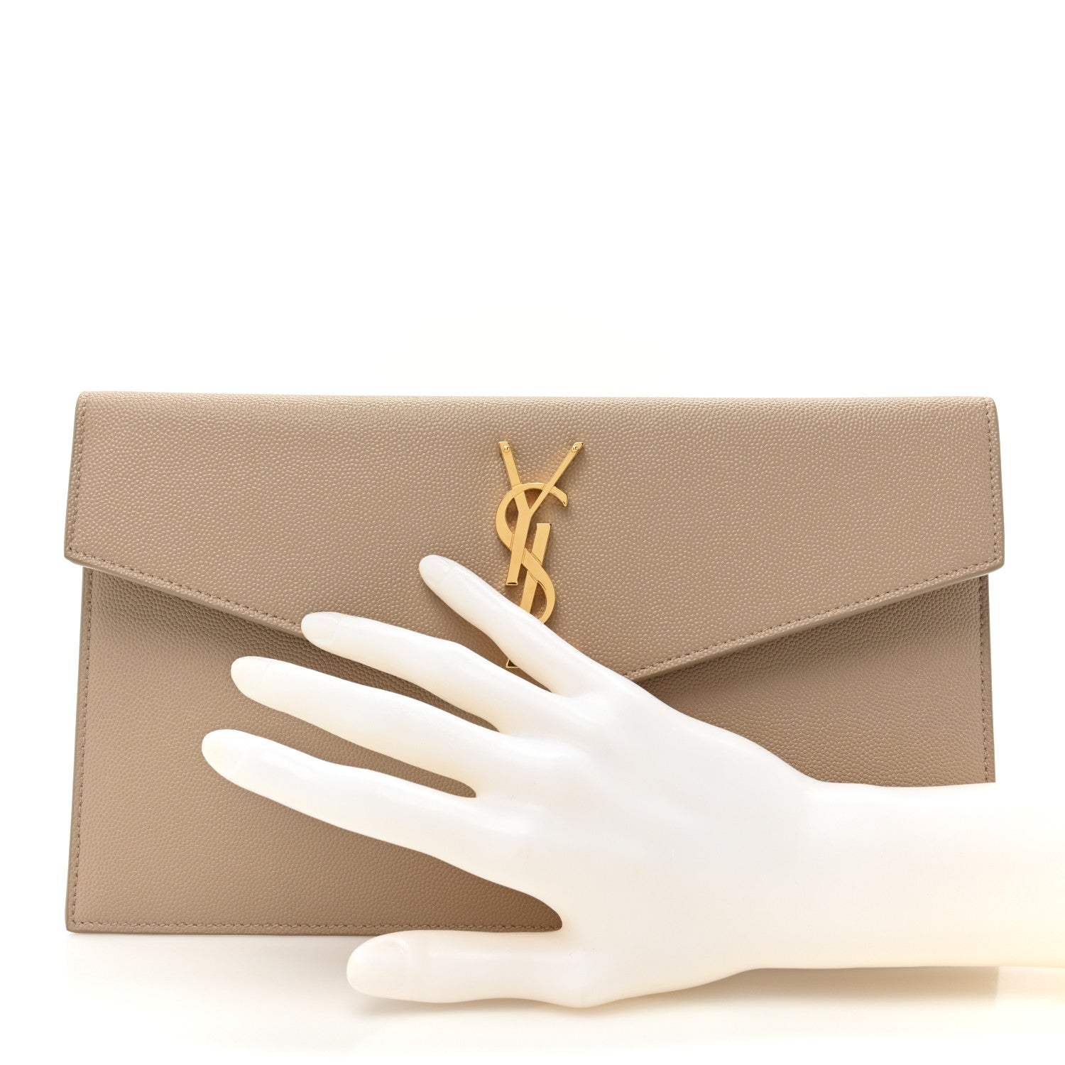 Saint Laurent Grain De Poudre Uptown Pouch Dark Beige 2 of 9