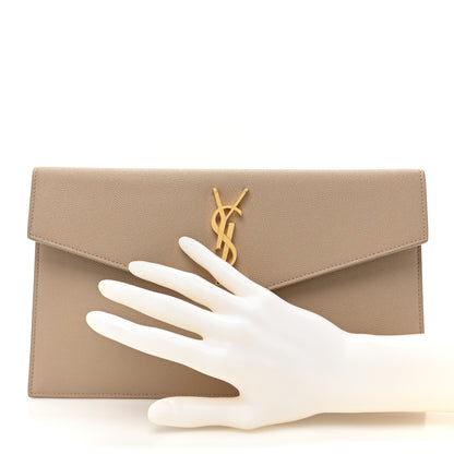 Saint Laurent Grain De Poudre Uptown Pouch Dark Beige 2 of 9