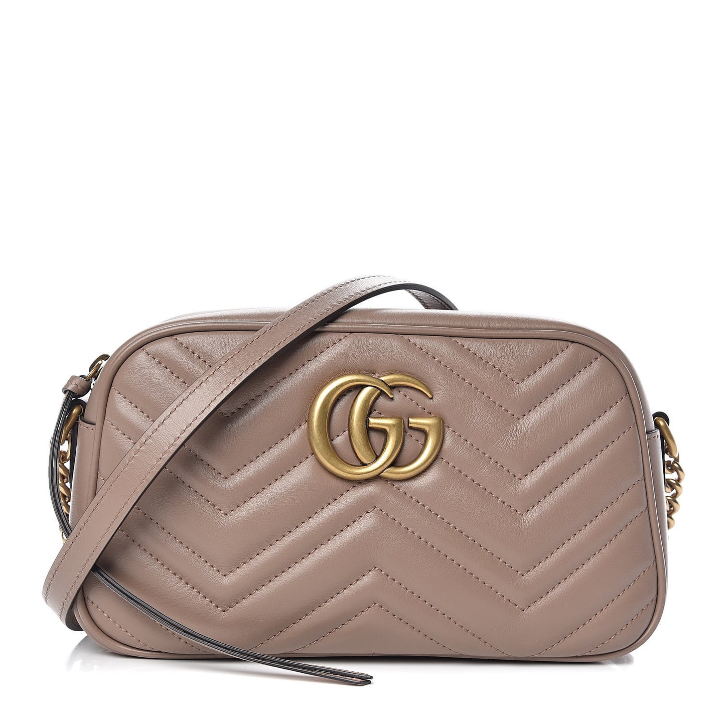 Calfskin Matelasse Small GG Marmont Chain Shoulder Bag Porcelain Rose