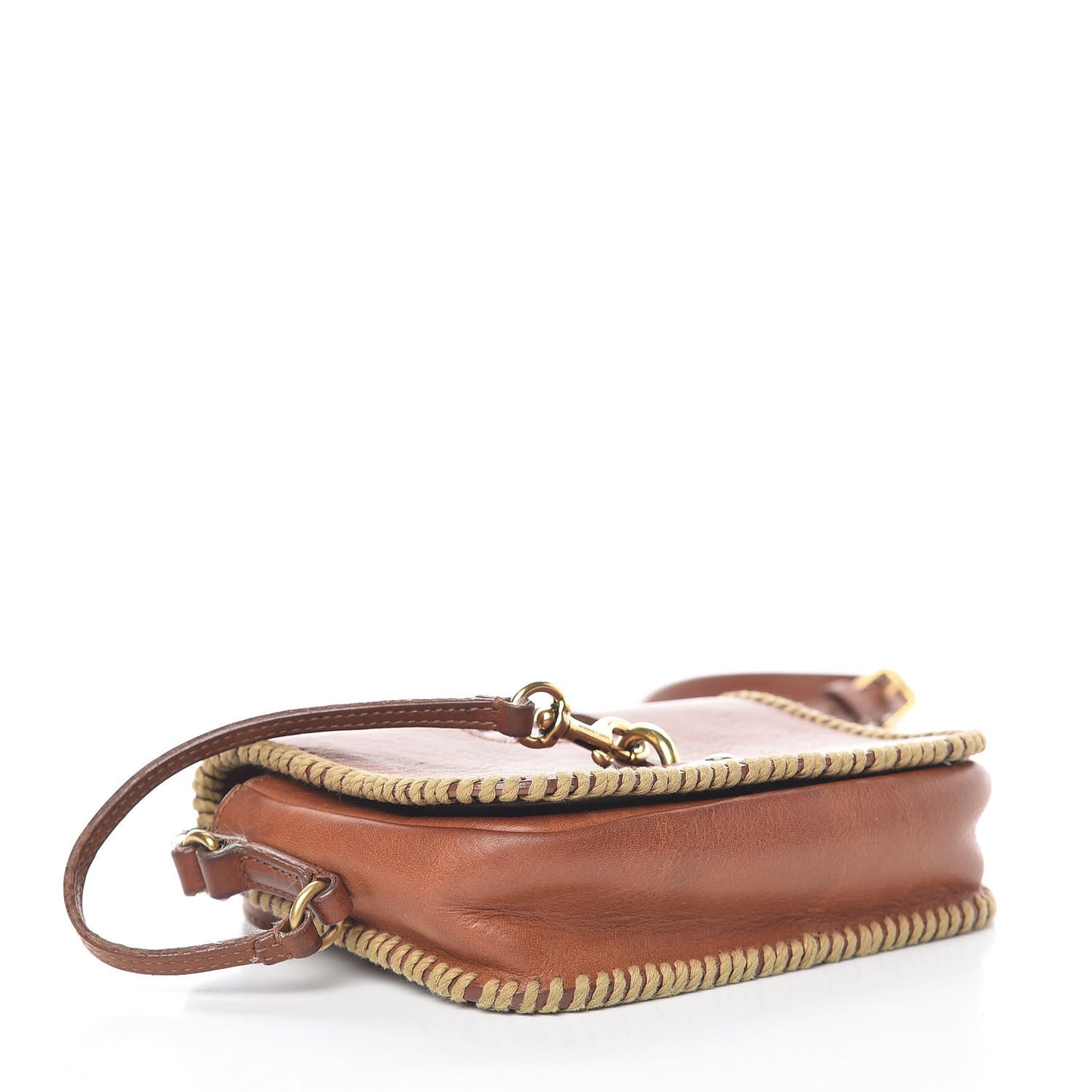 Calfskin Whipstitch Toy Charlotte Messenger Bag Cognac