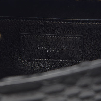 Saint Laurent Python Calfskin Embossed Classic Monogram Tassel Clutch Black 9 of 10