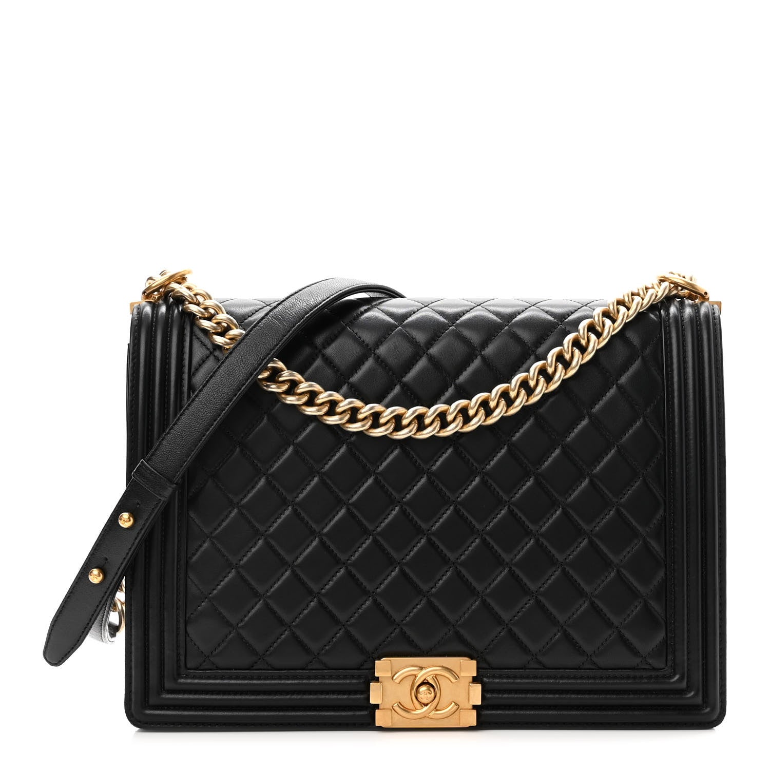 Chanel Lambskin Quilted Large Boy Flap Black 1 of 10