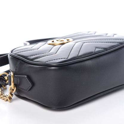 Gucci Calfskin Matelasse Mini GG Marmont Chain Shoulder Bag Black 5 of 10