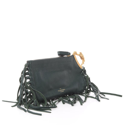 Valentino Garavani Calfskin C-Rockee Sagittarius Fringe Clutch Light Emerald 2 of 5