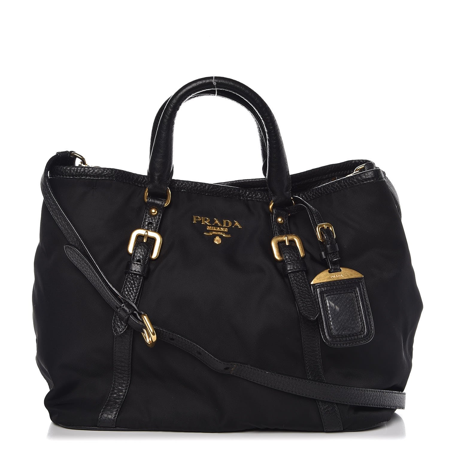 Prada Tessuto Nylon Vitello Daino Tote Black 1 of 8