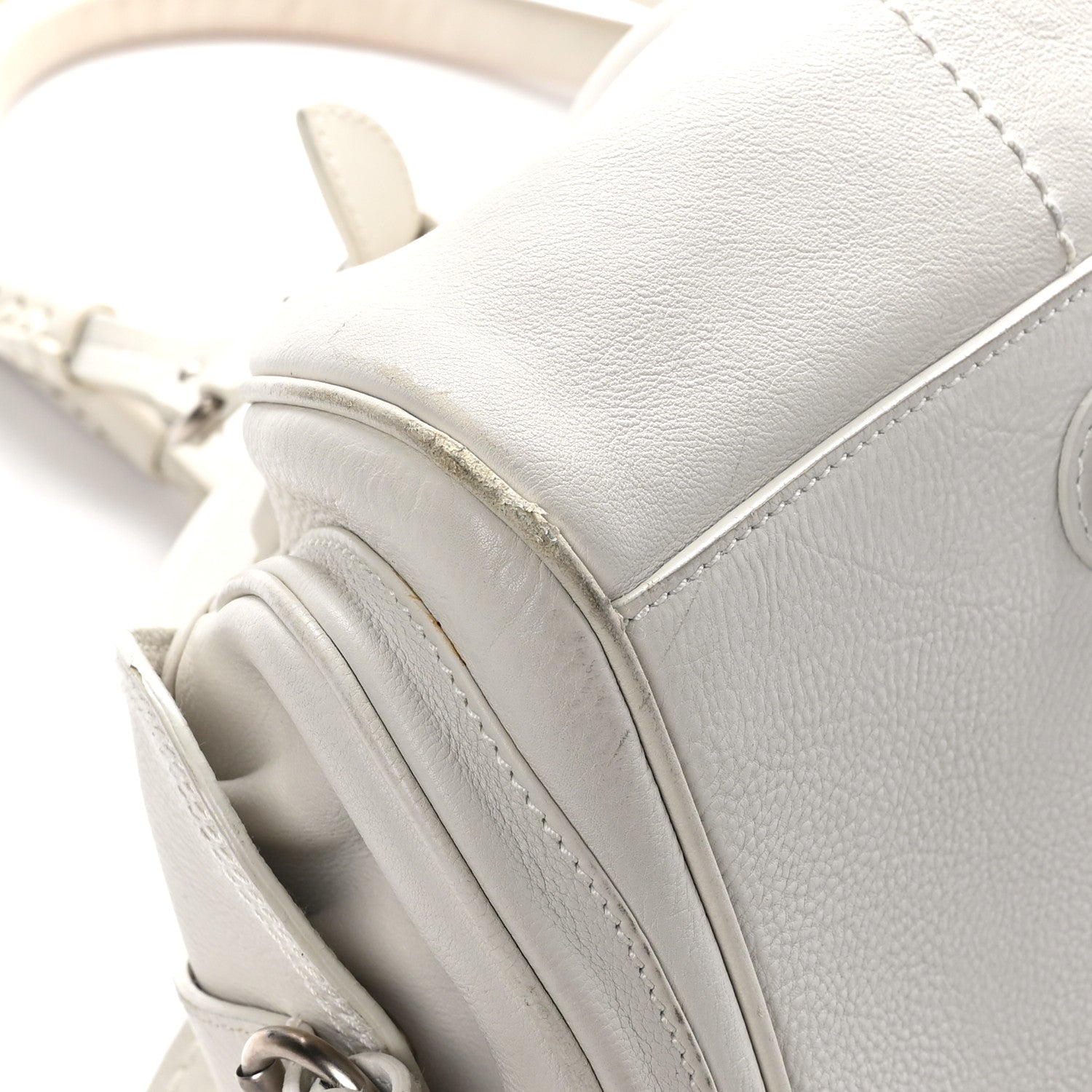 Christian Dior Calfskin My Dior Frame Pocket Satchel White 9 of 12