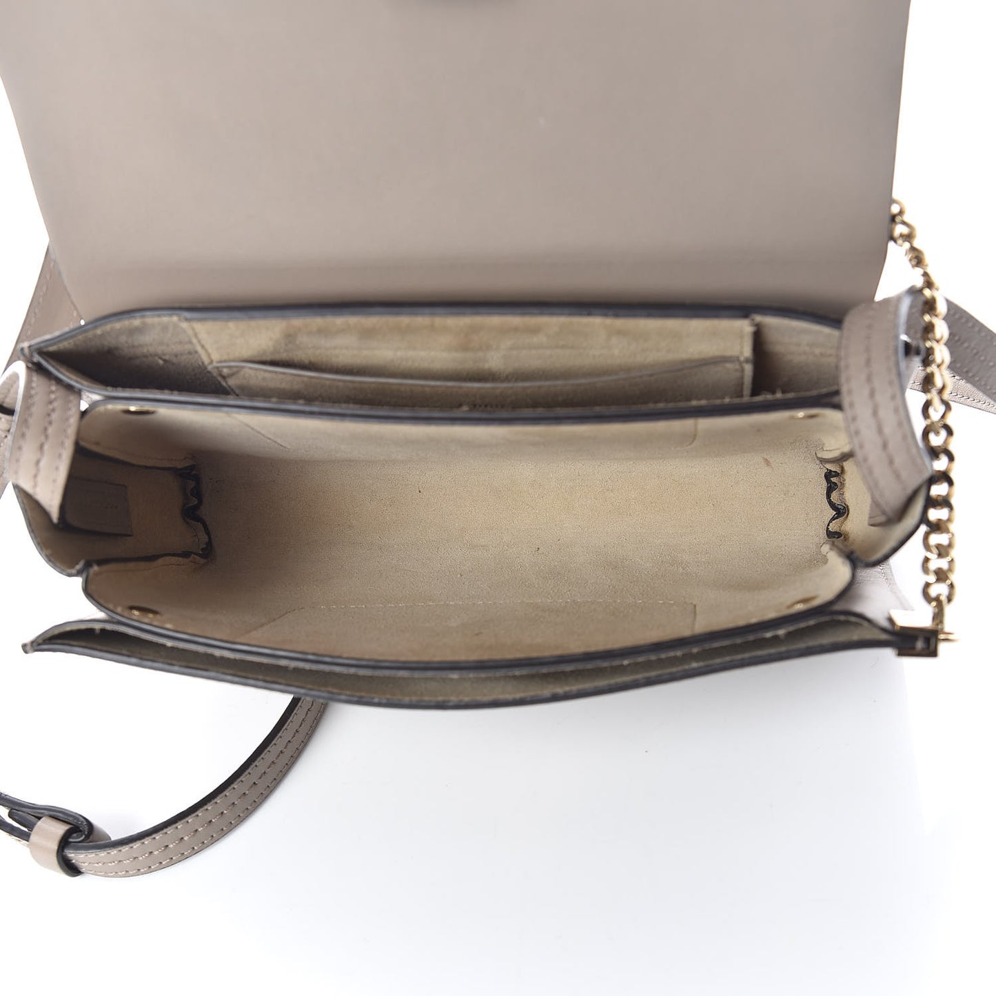 Suede Calfskin Small Faye Shoulder Bag Motty Grey