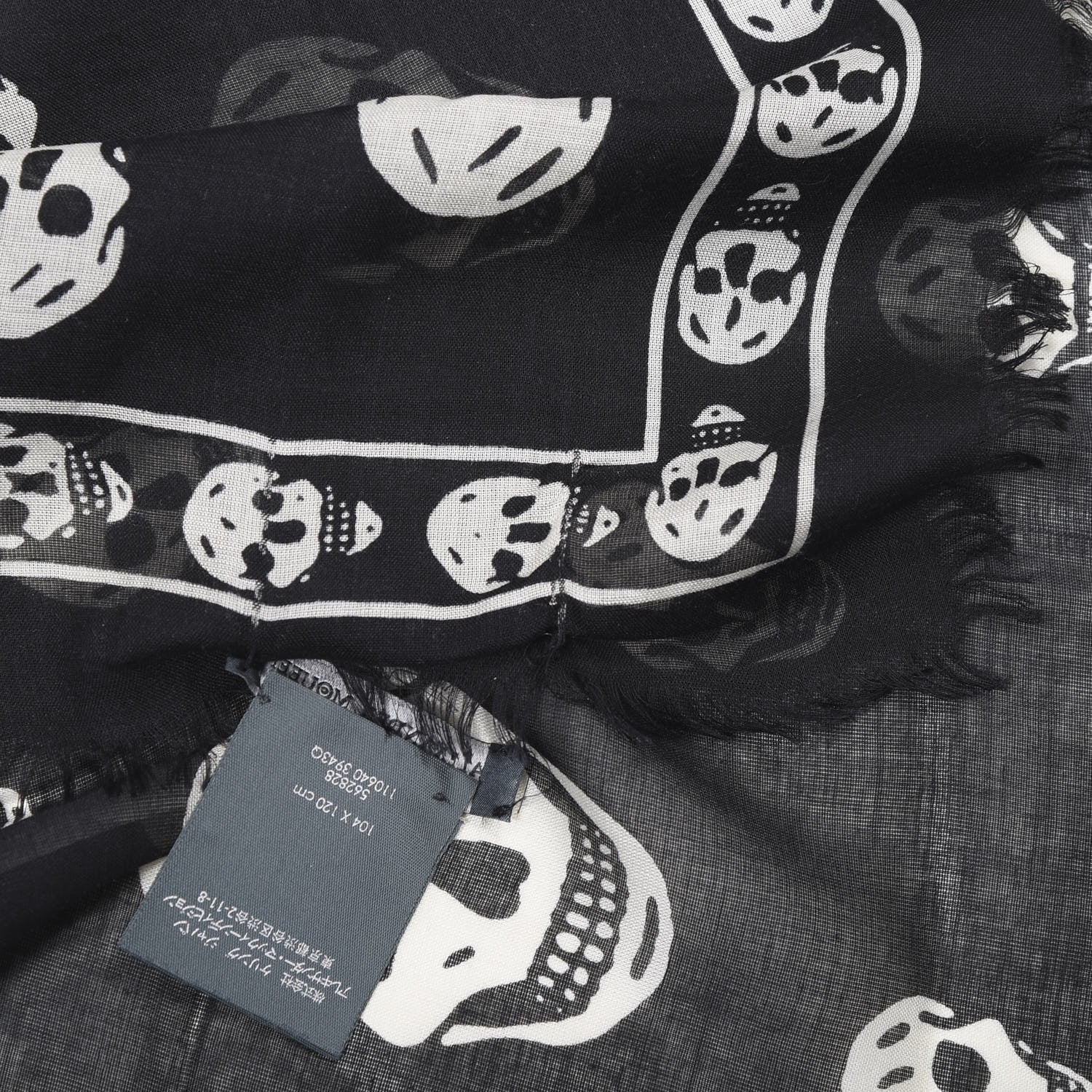 Alexander McQueen Silk Chiffon Skull Scarf Black Ivory 3 of 4