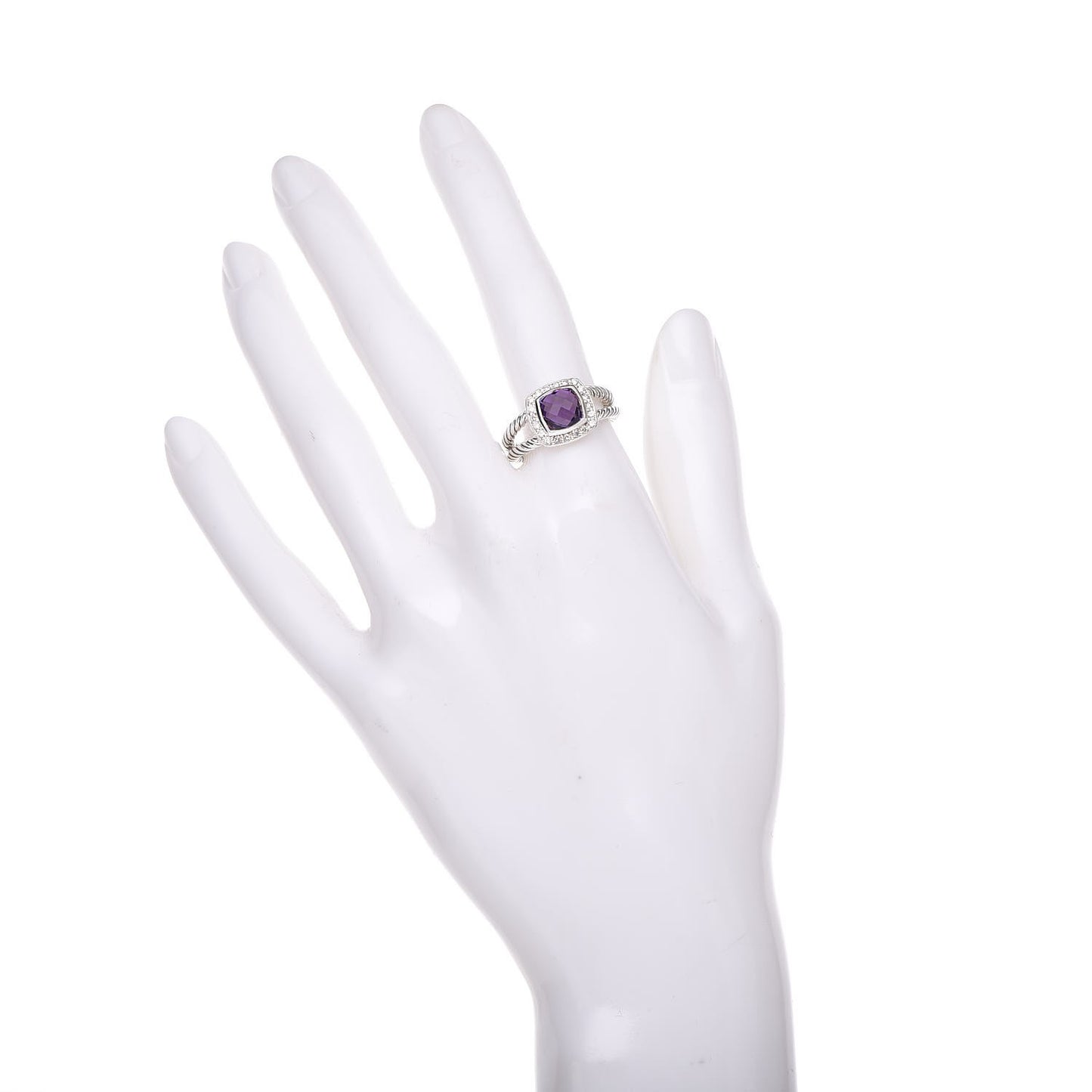 Sterling Silver Diamond Amethyst 7mm Petite Albion Ring 53 6.5