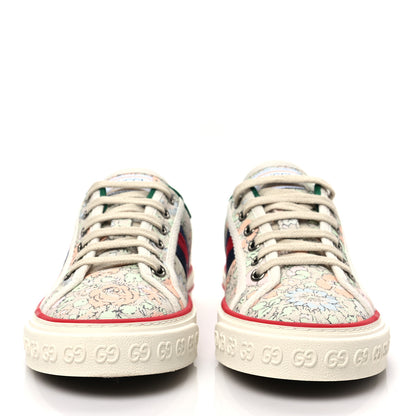 Gucci X LIBERTY OF LONDON Canvas Web Tracy Print Womens 1977 Tennis Sneakers 37 Mint Peach Mystic White 2 of 8
