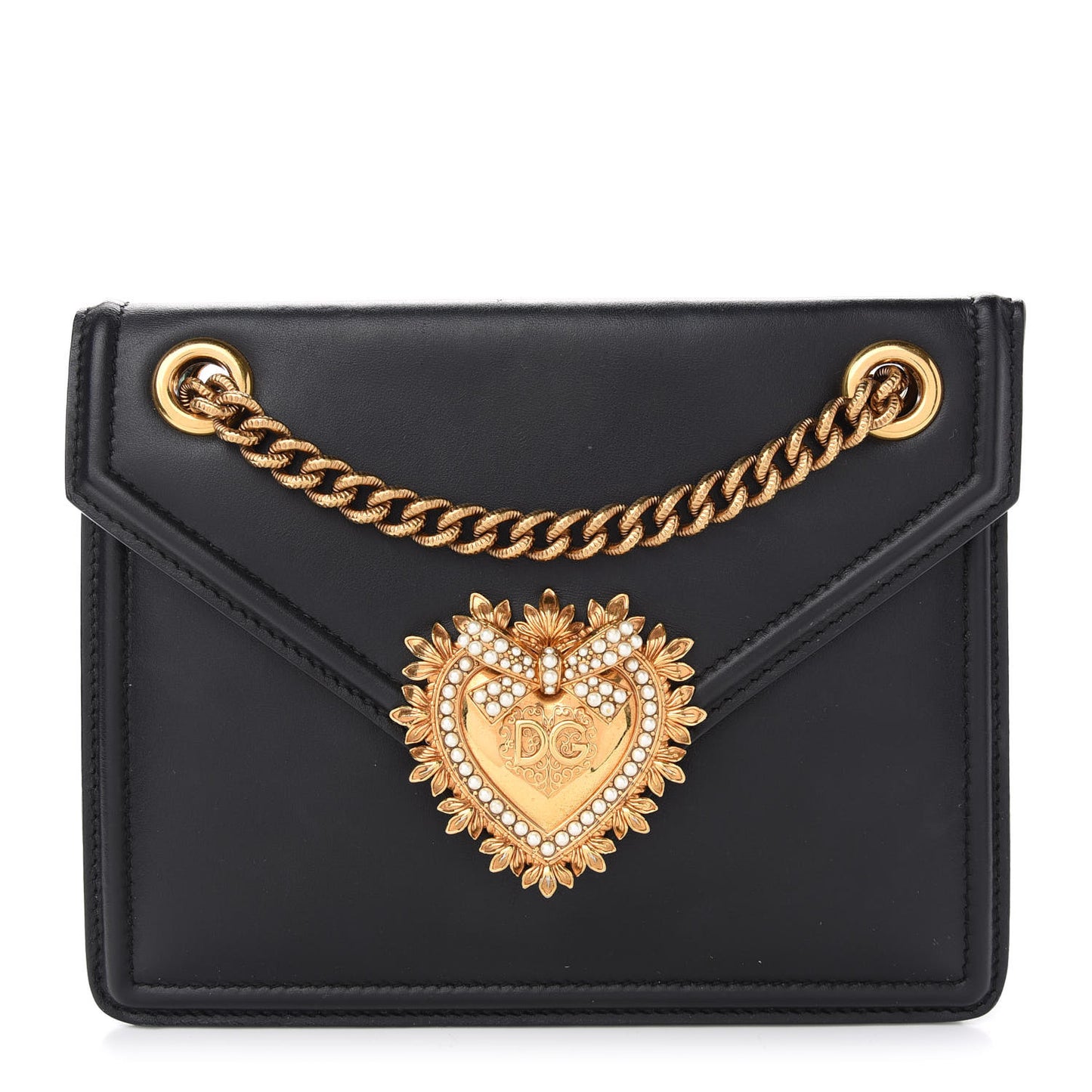 Smooth Calfskin Mini Devotion Envelope Bag Black
