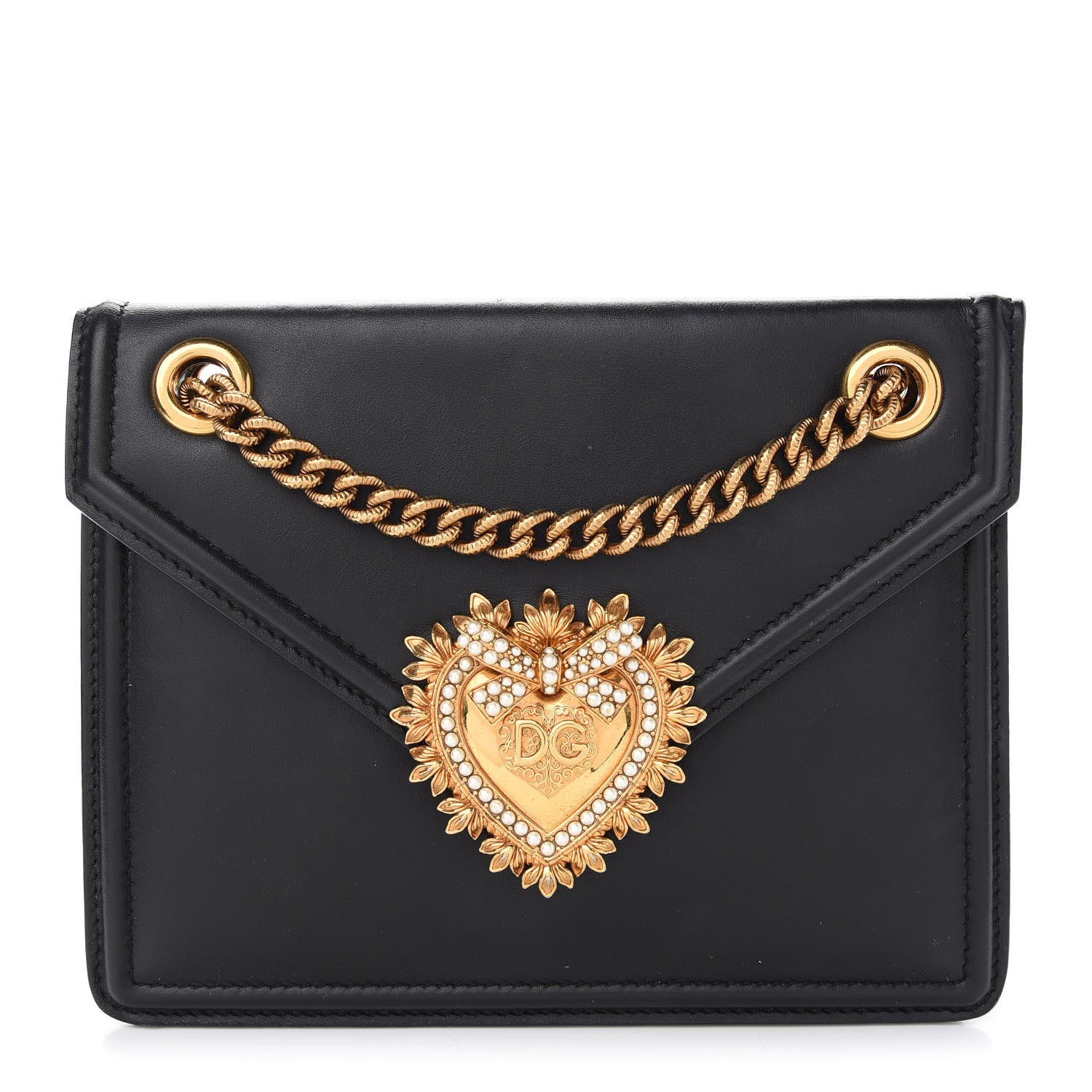 Dolce & Gabbana Smooth Calfskin Mini Devotion Envelope Bag Black 1 of 8