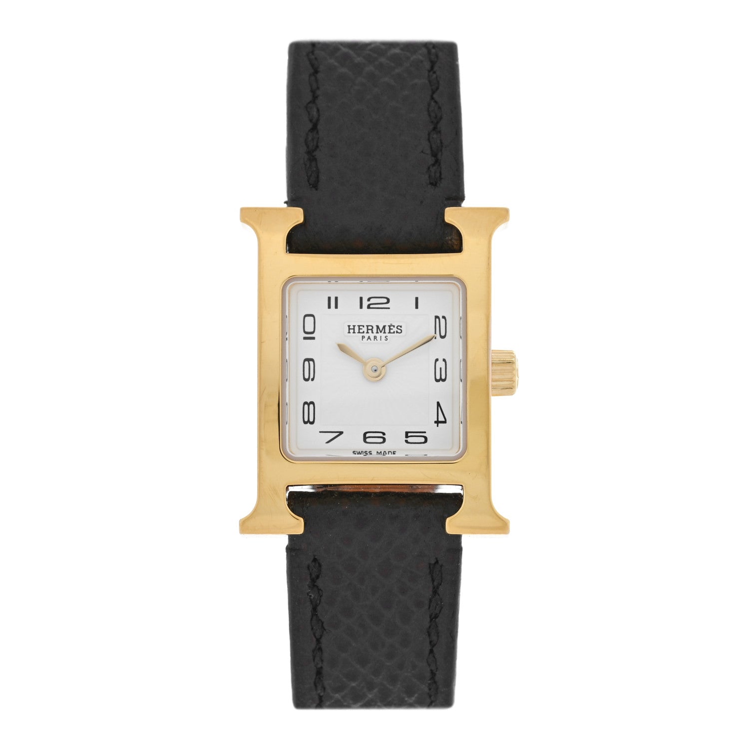 Hermes Stainless Steel Epsom 17.2mm Heure H Hour Quartz Watch Noir 1 of 5