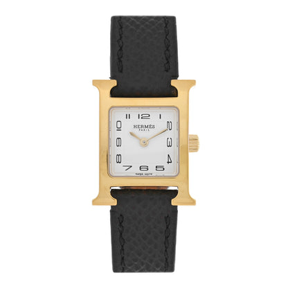 Hermes Stainless Steel Epsom 17.2mm Heure H Hour Quartz Watch Noir 1 of 5