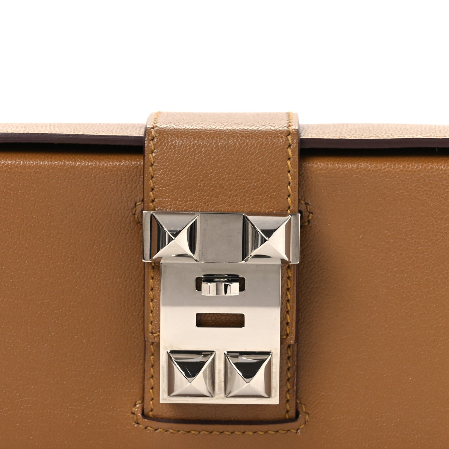 Hermes Chevre Chamkila Neo Medor Clutch Bronze Dore 8 of 13
