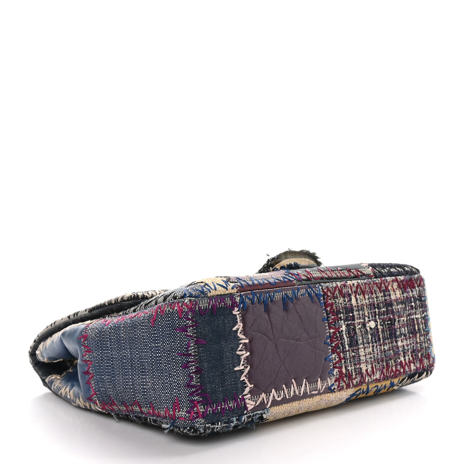 Chanel Denim Tweed Patchwork Jumbo Single Flap Multicolor 4 of 13