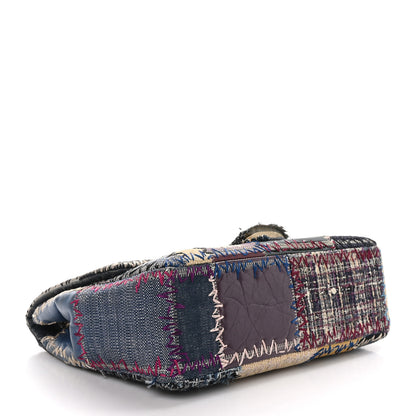 Chanel Denim Tweed Patchwork Jumbo Single Flap Multicolor 4 of 13