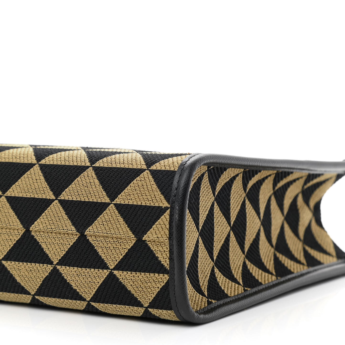 Jacquard Saffiano Triangolo Symbole Embroidered Small Tote Black Corda