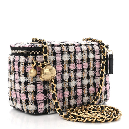 Chanel Tweed Pearl Crush Small Vanity Case With Chain Pink Multicolor 3 of 9
